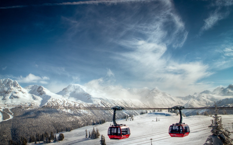 tranquil scene, travel, snowcapped mountain, cart, mountain, mountains, mode of transportation, winter, cable, environment, 2K, tranquility, mountain range