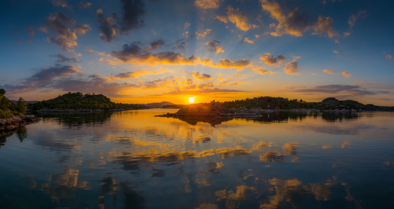 boatlife, bergen, norway, westcoast, sunset, water, blue, scenics - nature, tranquil scene, hjellestad, cloud - sky, idyllic, ocean, orange color, tranquility