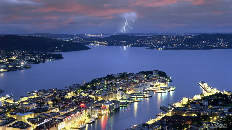 2K, norway, Europe, night, bergen