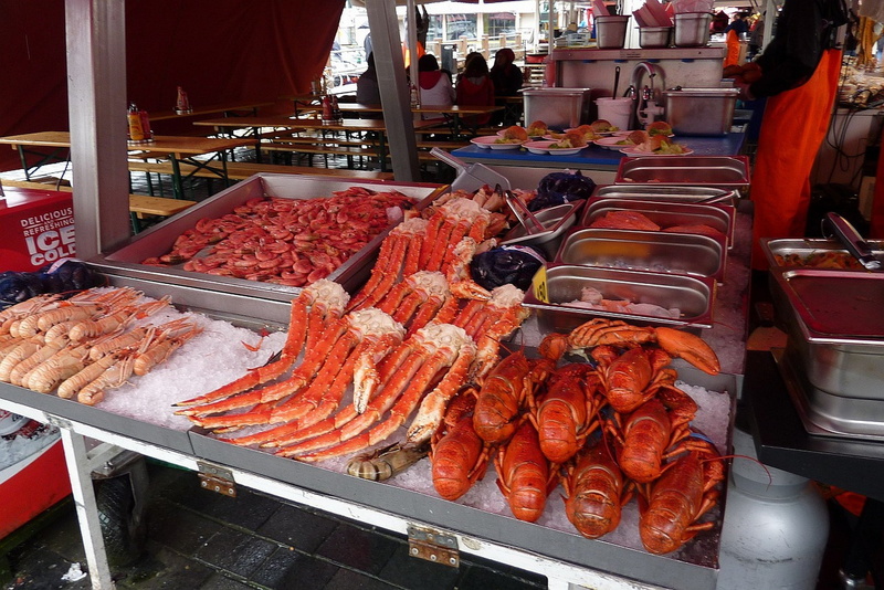 market, fish, crabs, lobsters, bergen, 2K, norway