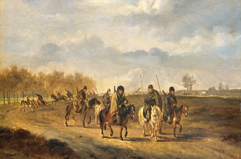picture, 1080P, Pieter Gerardus van OS, Cossacks on a Country Road near Bergen, oil, tree