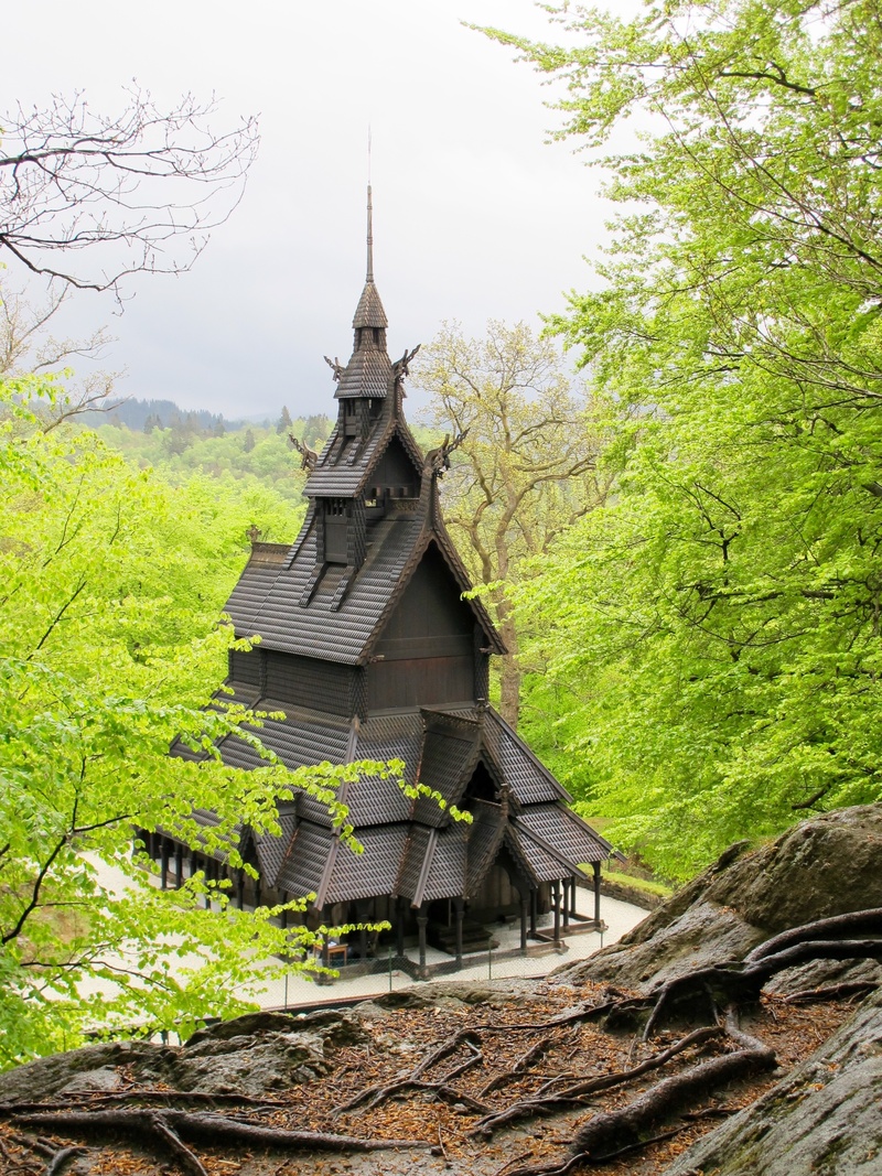 building exterior, built structure, bergen, religion, plant, tree, spirituality, norway, belief, spire, day, sky, no people, outdoors, green color, church