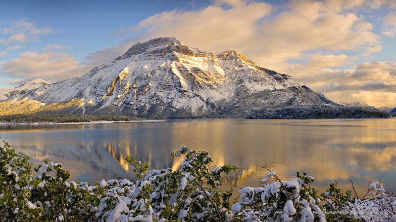 Mountains, alberta, 2K, first, middle, lake, snowfall, waterton
