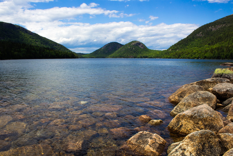 photography, rock - object, calm, clouds, rock, background, mountain, pebble, solid, beach, no people, usa, maine, tranquil scene, lake, land