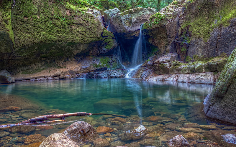 nature, 2K, moss, waterfall, pond, Oregon, landscape, rock