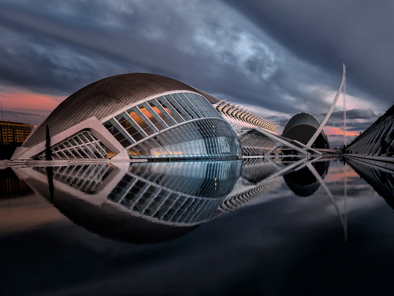 travel destinations, nature, city, storm, dusk, finance, outdoors, cloud - sky, dramatic sky, no people, water, night, building, architecture, modern, valencia