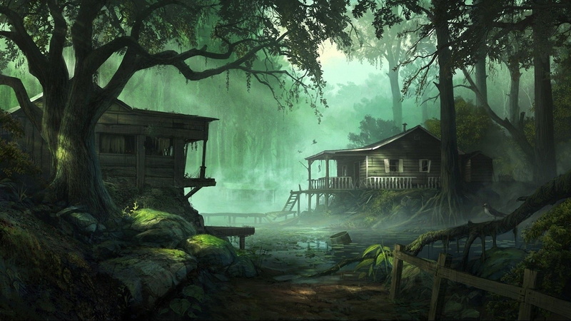 house, trees, 1080P, pond