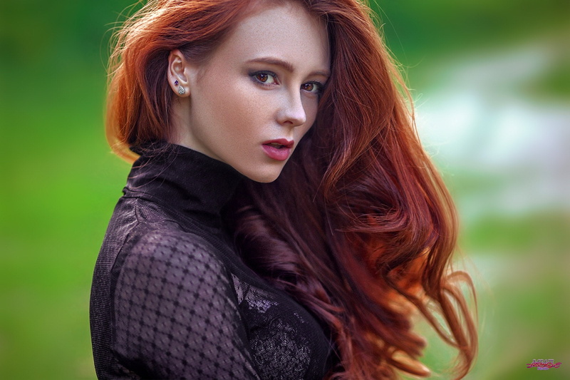 Alexandra Girskaya, MWL Photo, women, brown eyes, long hair, 1080P, redhead