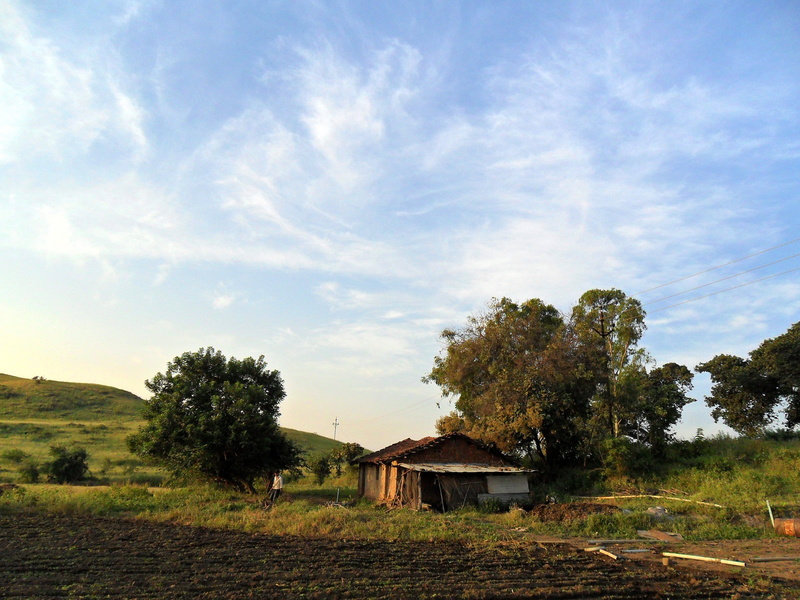 sky, tree, cloud - sky, cottage, rural, tranquility, Indian, building, building exterior, vegetation, day, hillside, plant, landscape, homes, huts, sunny