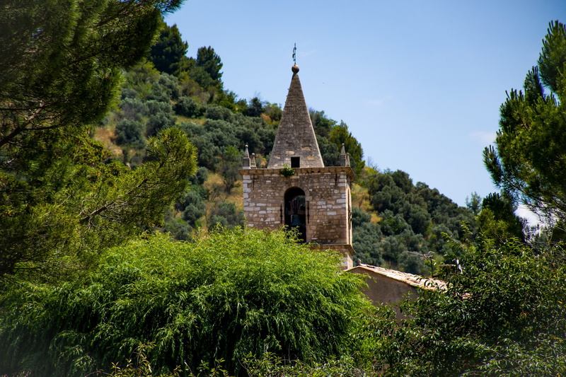 south of france, old world, nature, foliage, building, spirituality, bell tower, history, building exterior, sky, church, hillside village, riez, france