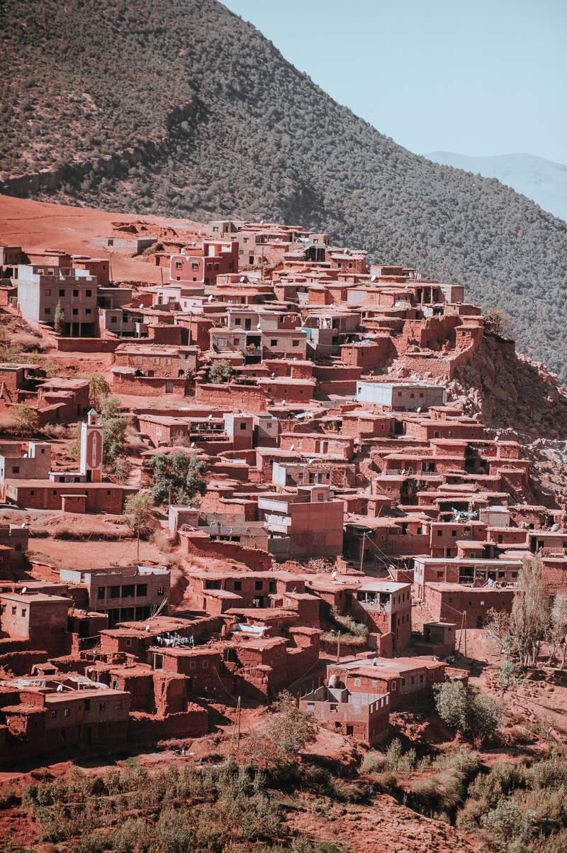sky, city, no people, mountains, clay house, sunlight, atlas, tourism, 4K, nature, architecture, travel destinations, townscape, daytime, built structure