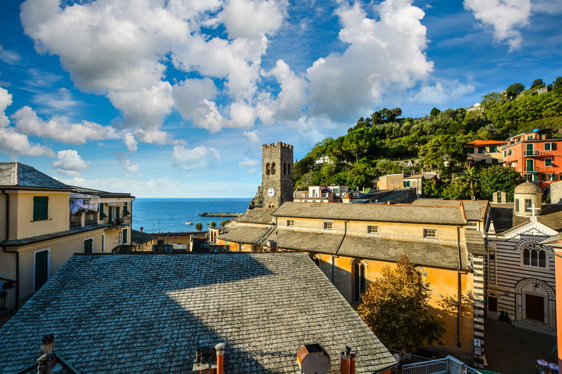 group of people, building, body, day, coast, high angle view, clouds, village, house, ligurian, european, architecture, incidental people, holiday, water