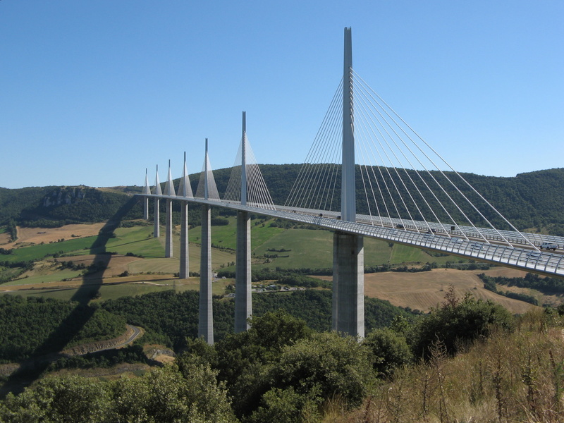 land, 2K, bridge, no people, environment, plant, tallest bridge in the world, viaduct, tarn river, france, sky, transportation, architecture, tree, tranquil scene
