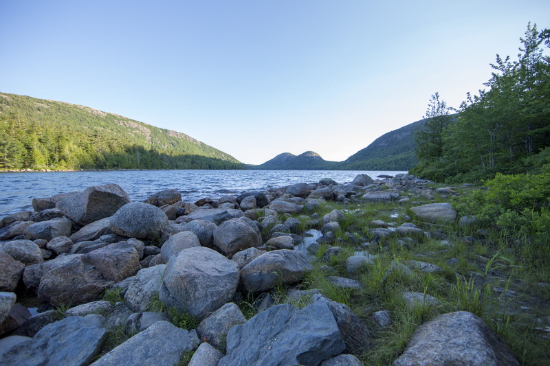 5K, no people, flowing, nature, flowing water, rock - object, united states, beauty in nature, mount desert, tranquil scene, water, plant, clear sky, idyllic
