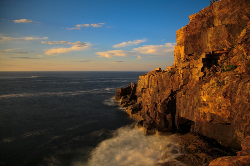 horizon over water, beach, sea, horizon, 1080P, ocean, tranquility, motion, cloud - sky, sunrise, rock, rock formation, seashore, coastline, acadia national park