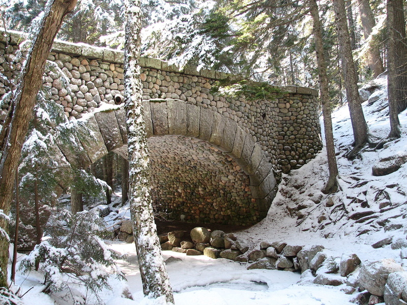 bridge, land, country, cold temperature, 1080P, acadia national park, trees, countryside, ice, plant, creek, beauty in nature, nature, snow, built structure