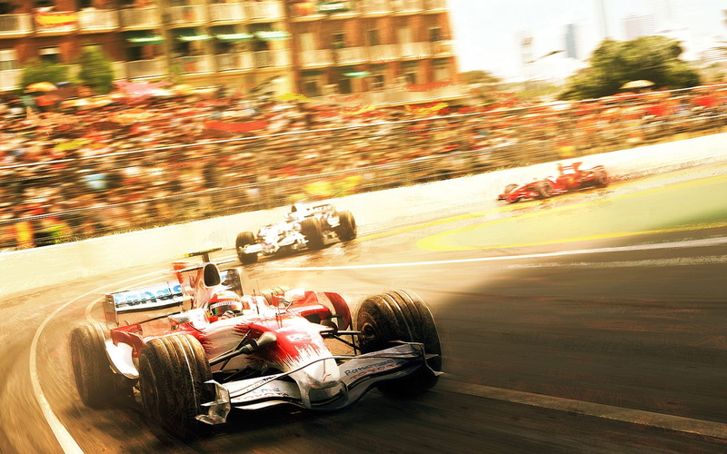 toyota f1, racecar, formula, car, motorsport, outdoors, race, crash helmet, formula1, Timo Glock, motor racing track, land vehicle, auto racing, 2K, road