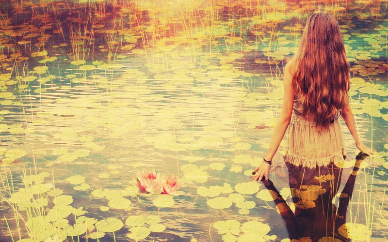 water lily, girls, girl, 1920x1200, woman, 1080P, water, pond, pads, lily