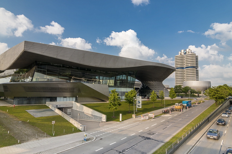 bmw world, modern, nature, transportation, building exterior, city, mode of transportation, concrete, travel, travel destinations, motor vehicle, 5K, sky