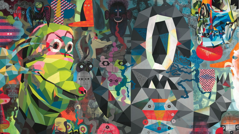 digital art, abstract, triangle, psychedelic, 2K, surreal, animals