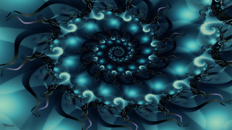 spiral, water, white, pattern, design, floral, 1080P, technology, full frame, shape, wreath, blue, no people, metal, craft, art and craft, science, representation