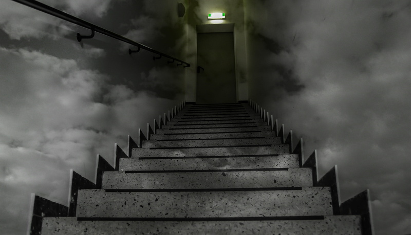 stair, sky, 4K, architecture, abstract, place of worship, nature, fog, gray, terrible, religion, cloud - sky, shadow, heaven stairs, fear, clouds, spirituality