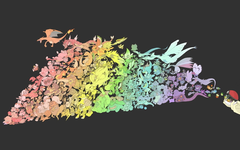 multi colored, copy space, pattern, Pokémon, abstract, variation, still life, creativity, mixing, cut out, indoors, black background, pokemon, splashing