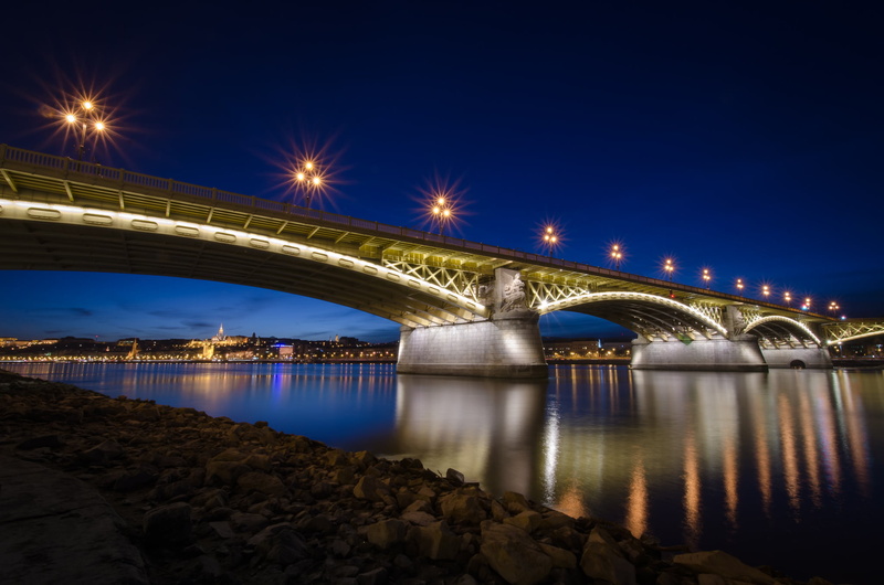 1080P, led, Budapest, River, time, night, lighted, bridge - Man Made Structure, Danube, night time, Duna, Margaret Bridge, Architecture, margaret, Hungary