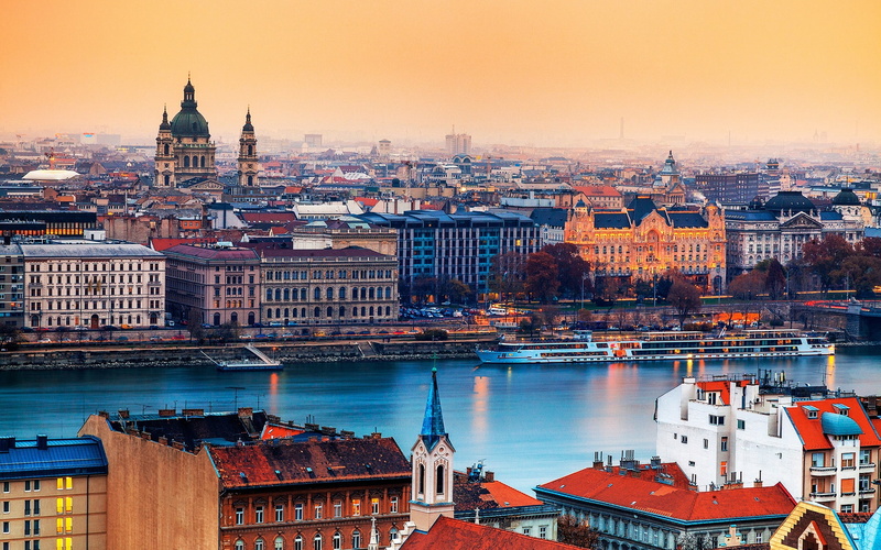 1080P, Houses, Sunset, River, City, Budapest, Buildings, Hungary