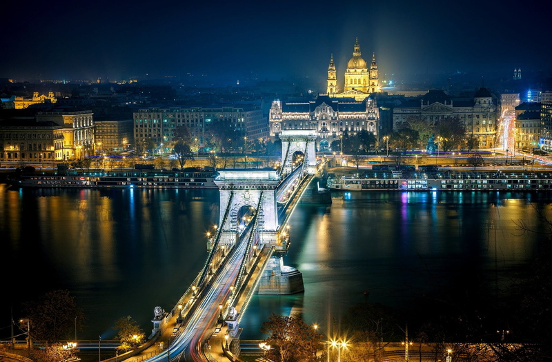 twilight, home, city Life, sky, cathedral, light trail, long Exposure, hungarian Culture, chain Bridge, built Structure, road, cityscape, dusk, river, buda