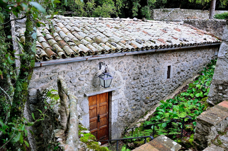 roof, wall, church, st francis, old, spoleto, day, house, outdoors, residential district, monteluco, tree, stone wall, construction, building exterior