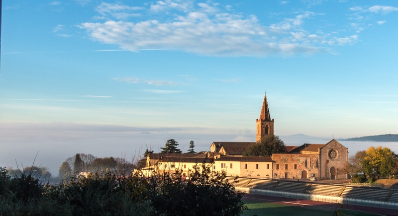 building exterior, plant, spirituality, built structure, no people, landscape, nature, church, sky, spire, history, outdoors, travel destinations, santa giuliana