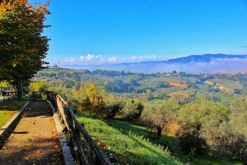 umbria, landscape, rail transportation, green color, collina, albero, assisi, alberi, scenics - nature, beauty in nature, fiori, no people, cielo sereno