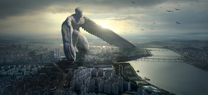 city, 5K, Giant Angel, 6K