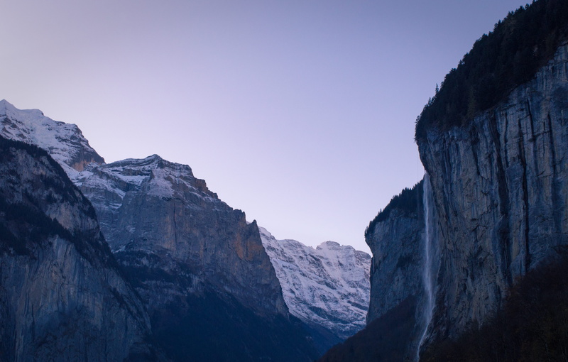 environment, mountain peak, waterfall, outdoors, lauterbrunnen, rock, tranquility, sky, cliff, non-urban scene, mountain range, tranquil scene, no people