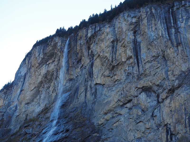 rock, steep, clear sky, lauterbrunnen, mountain, eroded, physical geography, -fall, waterfall, cliff, low angle view, nature, textured, staubbachfall, day