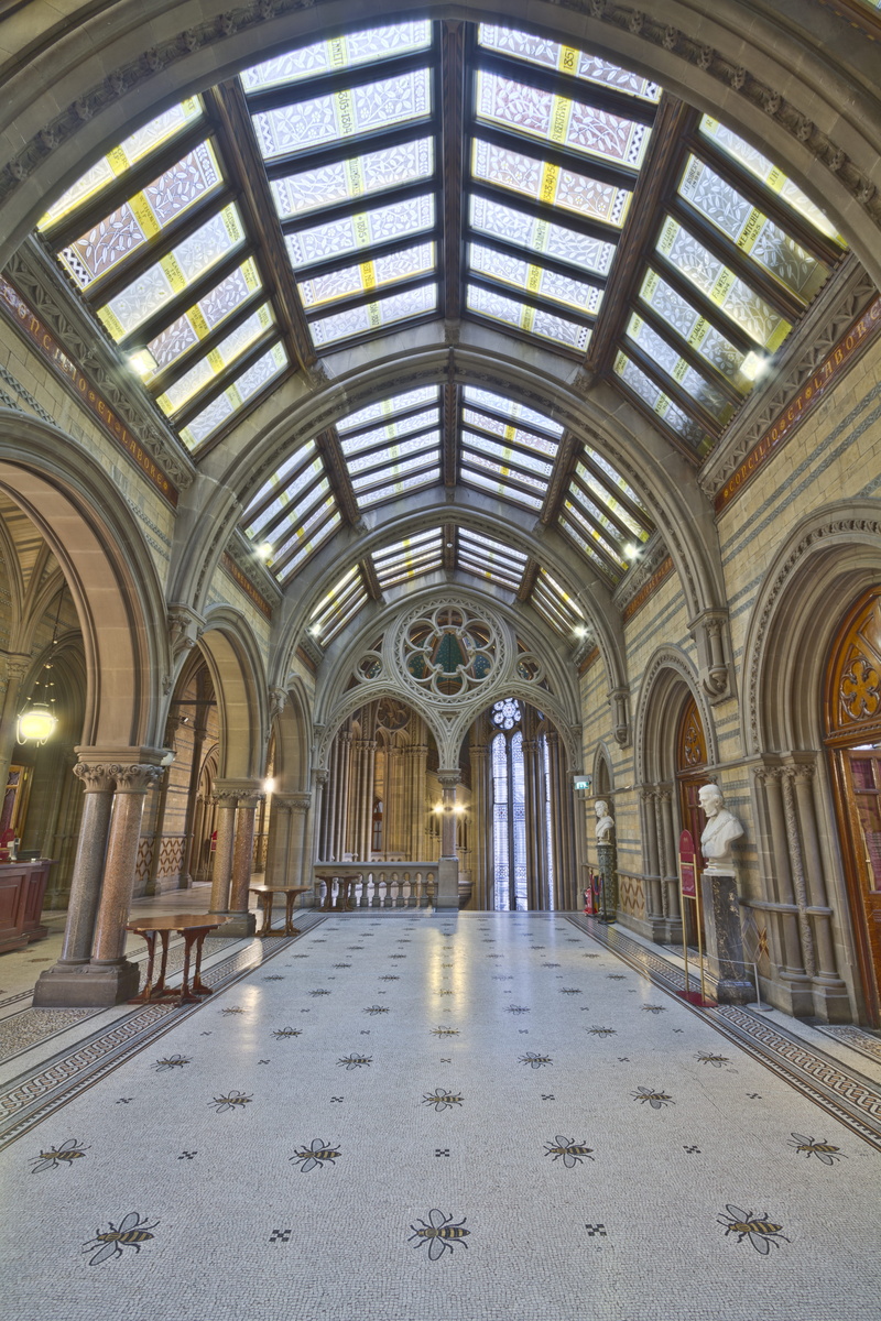 arches, architecture, gothical, empty, inside, in a row, direction, 5K, ceiling, corridor, day, manchester town hall, lighting equipment, corridors, the way forward