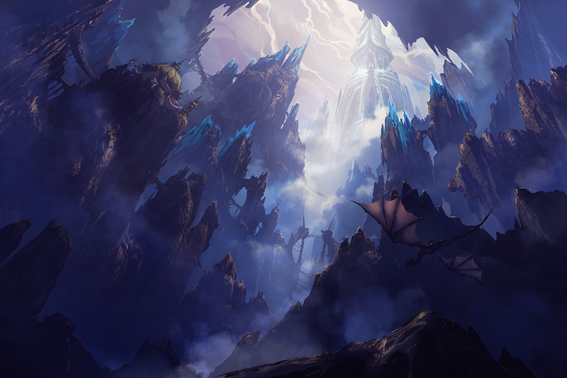 fantasy art, Philipp A. Ulrich, temple, digital art, landscape, artwork, 2K, dragon