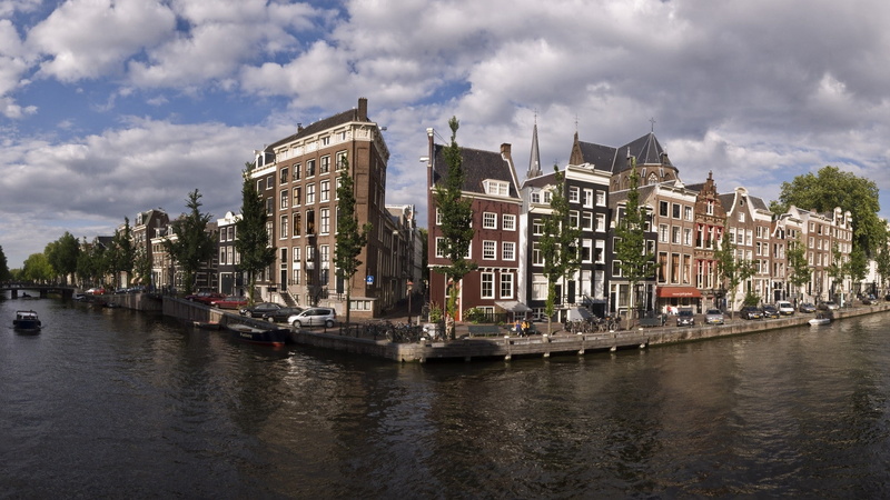 mode of transportation, building exterior, cityscape, 1080P, outdoors, Netherlands, nautical vessel, passenger craft, waterfront, nature, residential district