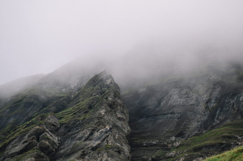 mountain, day, switzerland, lauterbrunnen, fog, geology, outdoors, no people, rock, non-urban scene, solid, plateau, tranquil scene, mountain range, landscape