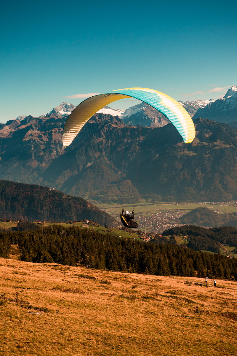 bernese oberland, sky, scenics - nature, fly, mountain range, landscape, niederhorn, transportation, adventure, leisure activities, 4K, person, riding