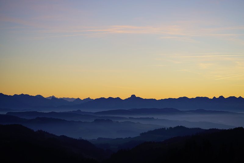 mountain, orange color, switzerland, no people, non-urban scene, alpine, sky, 8K, silhouette, abendstimmung, mountain range, tranquil scene, tranquility