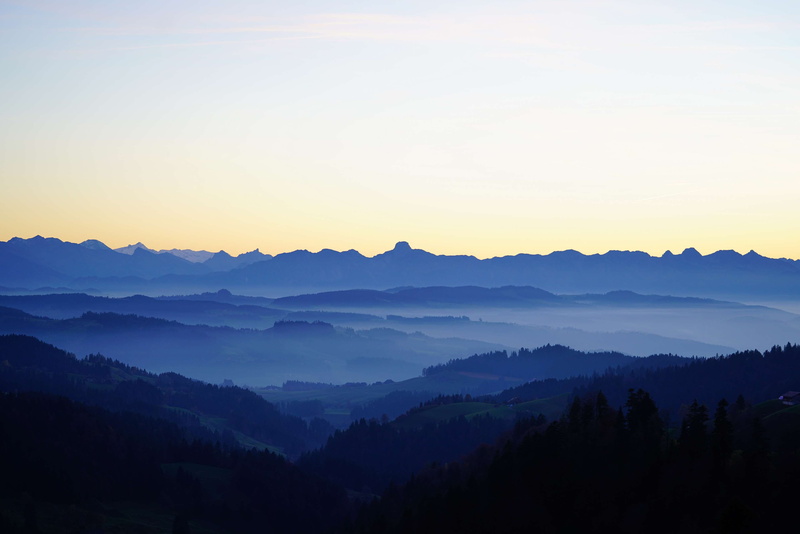 alpine panorama, emmental, laseberg, tranquility, fog, silhouette, nature, alpine, non-urban scene, mountain peak, balmhorn, chrummfadenflue, no people