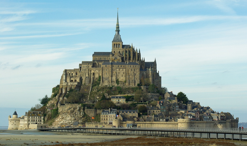 history, mont saint michel, no people, blue, the past, abbey, sky, normandy, building exterior, travel destinations, gothic style, brown, built structure