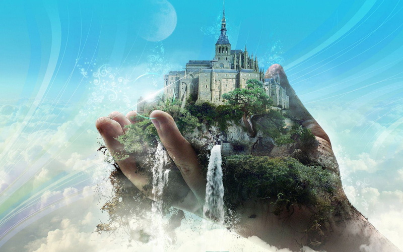 church, building, Monastery, religion, Mont, waterfall, human arm, Michel, Saint, island, nature, 2K, spirituality, French, France, motion, outdoors, abbey