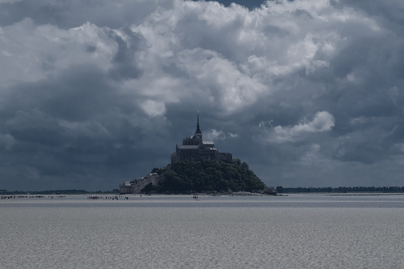built structure, clouds, building exterior, france, water, sky, travel, bay, history, land, mont saint michel, abbey, outdoors, no people, day, cloud - sky