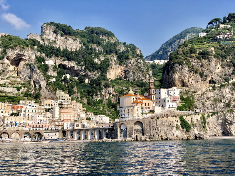 waterfront, outdoors, mediterranean, mountain, no people, coastline, city, italy, sea, italian, mountains, built structure, travel destinations, sky, architecture