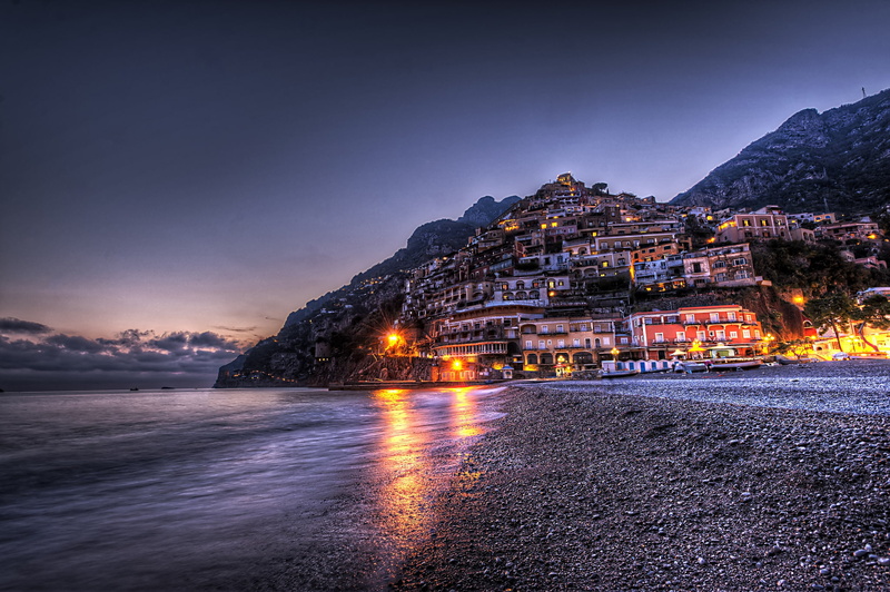 mountains, concrete, the city, HDR, house, 1080P, the evening, Campania, Italy, home, gray, Positano