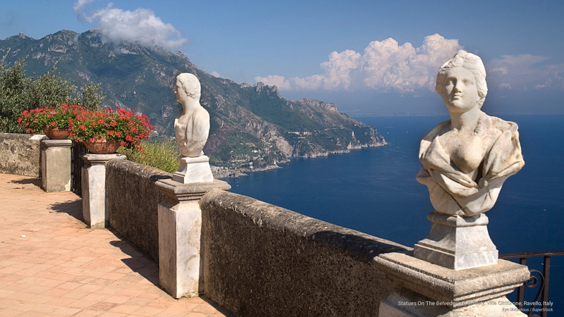 statues, cimbrone, Europe, villa, belvedere, 2K, italy, ravello, infinity