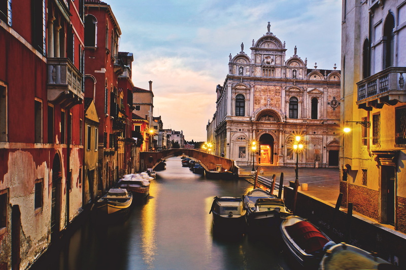 no people, venice - Italy, city, reflection, travel Destinations, Italy, captured, religion, passenger craft, sky, built Structure, shot, dusk, 2K, illuminated